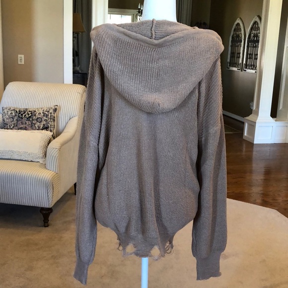 Oversized front zipper knitted hoodie sweater - Picture 13 of 16